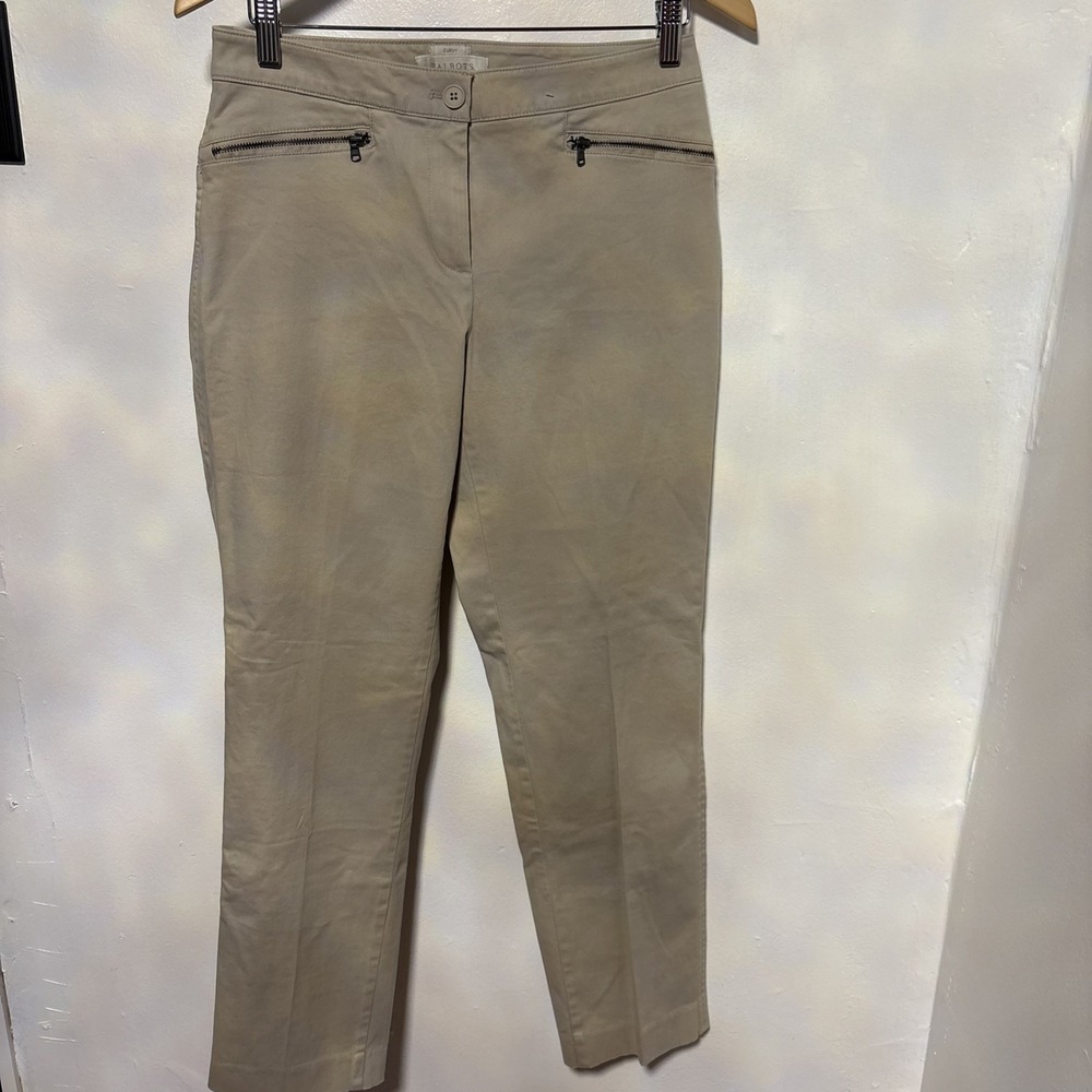 NWT Talbots Women's Size 4  CREAM Cotton Blend‎ Curvy Pant